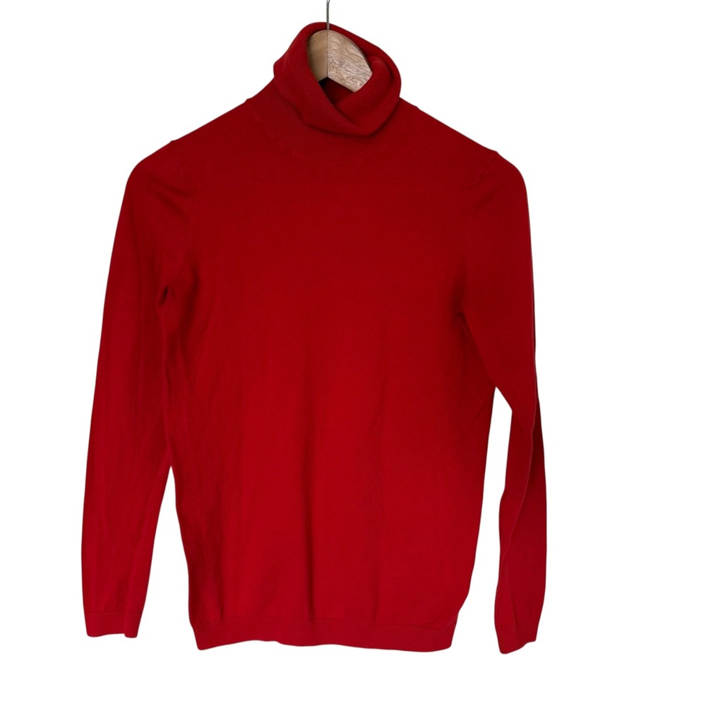 Gap Turtleneck Sweater Women M Red Good Silk Blend Long Sleeve Knit